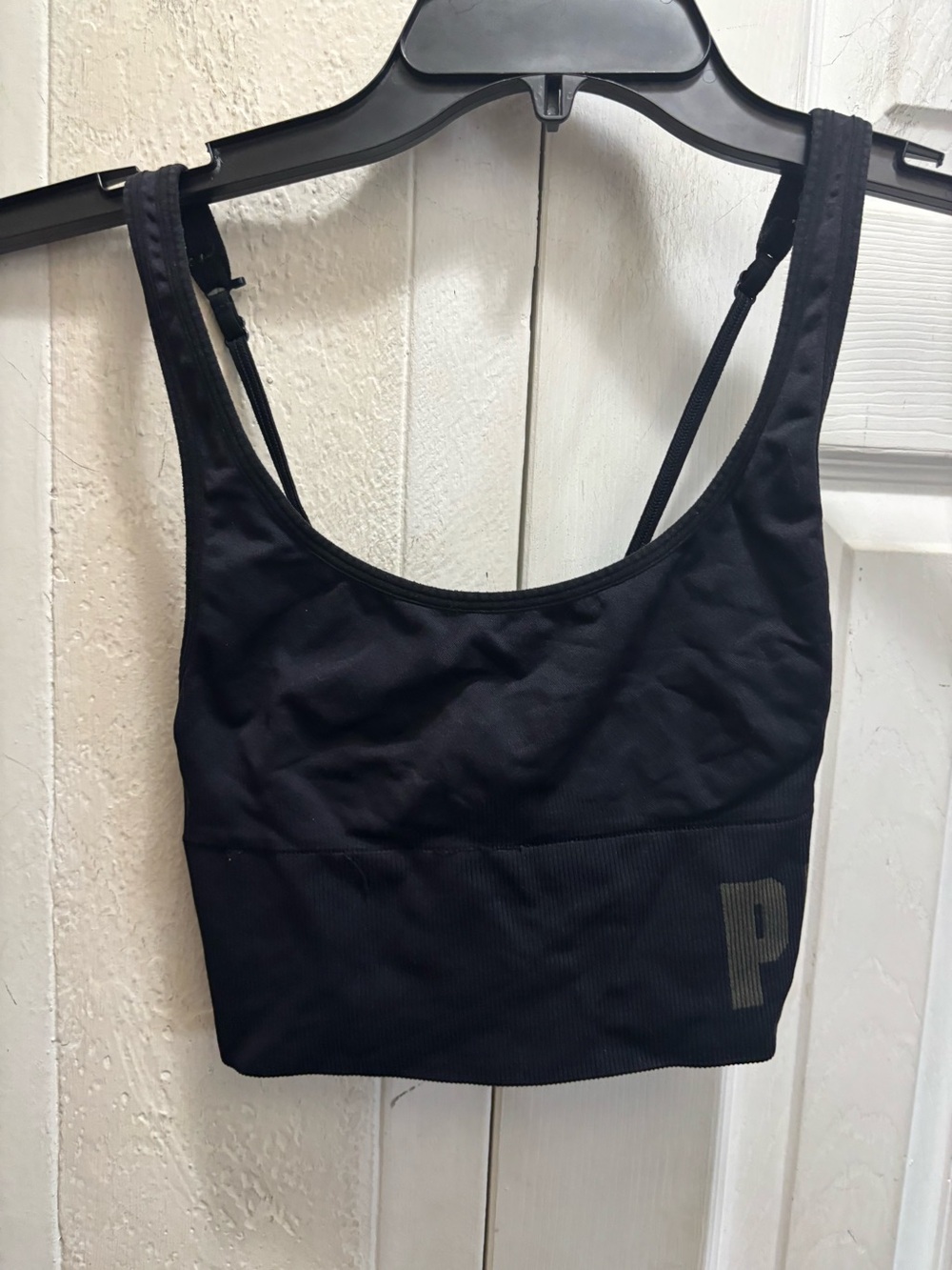 Pink Black Women's Crop Tank Top with Subtle 'P' Accent